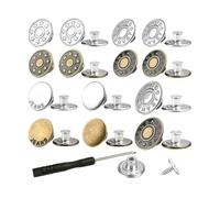 Kit di sostituzione istantanea dei bottoni dei jeans, 5 pezzi for la riparazione della cintura(Silver)