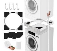 Kit di sovrapposizione universale, accessori per lavatrice e asciugatrice con cinghie a cricchetto, base per lavatrice regolabile per lavatrice da 50 a 70 cm e asciugatrice