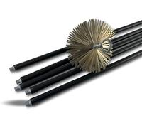 Kit di spazzolatura classico | Pulizia condotto | Spazzola in acciaio piatto | Ø 250 mm | 5 * 1,4 m | 5 aste nere Ø 17 mm cave | Camini | Kibros 4KIT25ACO