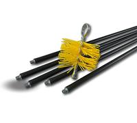Kit di spazzolatura classico | Pulizia condotto | Spazzola rotonda sintetica | Diametro 125 mm | 5 aste nere Ø 17 mm cave | 5 * 1,4 m | Camini | Kibros 4KIT125N