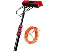 Kit di spazzole per la pulizia dei pannelli solari a lunga portata, lavavetri telescopico alimentato ad acqua, spazzole per spolverare finestre e tetti esterni (9,2 m e testa 35 cm)