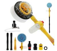 Kit di spazzole per lavaggio auto, rotante a 360°, con manico lungo 99 cm e dispenser di sapone, in ciniglia, con attacco per tubo flessibile per auto, cortili, giardino