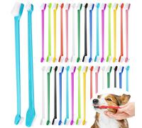 Kit di spazzolini da denti per cani, a doppia testa, per cani di piccola e grande taglia, gatti, cuccioli e la maggior parte degli animali domestici, con setole morbide, manico lungo, per la pulizia