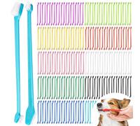 Kit di spazzolini da denti per cani, a doppia testa, per cani di piccola e grande taglia, gatti, cuccioli e la maggior parte degli animali domestici, con setole morbide, manico lungo, per la pulizia