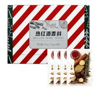 Kit di Spezie per Vin Brulé, 4 Bustine Premisurate, Spezie Naturali per Vin Brulé, per Vino Rosso e Sidro di Mele con Cannella, Noce Moscata, Chiodi di Garofano e Anice Stellato