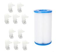 Kit di spugne assorbenti per piscine fuori terra con 10 spugne per rimuovere la schiuma e cartuccia filtro riutilizzabile per piscina, facile da installare, efficace rimozione della pellicola