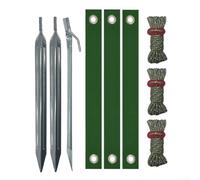 Kit di stabilizzazione per albero 9 pezzi, set di supporto per ceppi d'albero, con chiodi a terra, cinghie frangivento, corda resistente, sistema di ancoraggio per giovani alberi e tempo ventoso