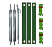 Kit di stabilizzazione per albero 9 pezzi, set di supporto per ceppi d'albero, con chiodi a terra, cinghie frangivento, corda resistente, sistema di ancoraggio per giovani alberi in tempo ventoso