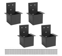 Kit di staffe per gazebo in metallo, 4 connettori per pali per strutture in legno da 10 x 10 cm, per esterni, giardino, pergola, supporto da parete, nero