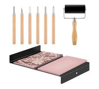 Kit di stampa a blocchi - Utensili da intaglio linoleico, set di taglio per roller, kit completo di strumenti per la produzione di timbri per studenti d'arte, principianti, incisioni, hobby, progetti