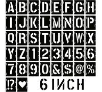 Kit di stencil con lettere e numeri, 15,2 cm, 42 pezzi, riutilizzabili, per dipingere su legno, parete, tessuto, roccia, cartello, progetti artistici fai da te