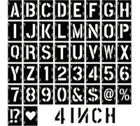 Kit di stencil con lettere e numeri, 42 pezzi, riutilizzabili, per dipingere su legno, parete, tessuto, roccia, cartelli, progetti artistici fai da te (42 pezzi)