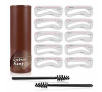 Kit di stencil e timbri per sopracciglia perfette, kit di stencil per sopracciglia con pennello per sopracciglia, kit di timbri per sopracciglia con un solo passo, applicatore in spugna impermeabile a