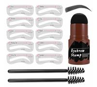 Kit di stencil e timbri per sopracciglia perfette, kit di stencil per sopracciglia con pennello per sopracciglia, kit di timbri per sopracciglia con un solo passo, applicatore in spugna impermeabile a