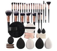 Kit Di Strumenti Cosmetici Da Viaggio | 45 Pezzi Set Di Pennelli Per Trucco Leggero E Da Viaggio Con Piumino Per Cipria Per Donne | Per Trucco In Interni Esterni Viaggi