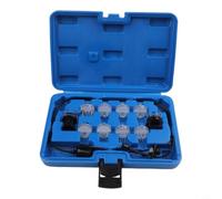 Kit di strumenti di prova per iniettori con indicatore LED (blu) | Set da 11 pezzi, 8 tipi di adattatori, ampia copertura di marca, adatto per professionisti e fai da te, per scatola robusta