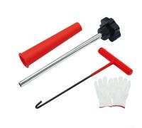 Kit di strumenti di ricambio per valvola pneumatici, con gancio a T e asta di spinta per auto, camion, SUV, kit di manutenzione per riparazione cerchioni, guanti inclusi
