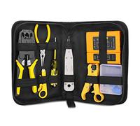 Kit di strumenti di riparazione di rete RJ45 RJ11 RJ12 con pinza crimpatrice, tester per cavi, spellafili, cacciavite, strumento di punzonatura, connettori RJ45
