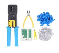 Kit di strumenti per crimpare RJ45 da 6 pezzi: pinza per crimpare, spelafili, tagliafili, tester di rete, set di testine in cristallo per riparazione e manutenzione di cavi
