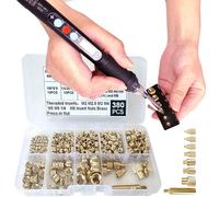 Kit di strumenti per inserti in ottone per stampa 3D saldatore digitale da 60 W e kit da 380 inserti filettati con punte M2 M2.5 M3 M4 M5 M6(1/4) M8 per inserti stampa 3d e plastica