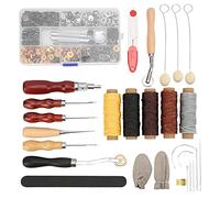 Kit di strumenti per la lavorazione del cuoio, kit per cucire e riparare il cuoio con punteruolo regolabile e perforatore, set di cucito fai-da-te per cappotti, tende e materassi,