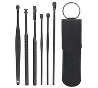 Kit di Strumenti per la Rimozione del Cerume da 6 Pezzi con Cucchiaio per Orecchio, con Scatola di Immagazzinaggio Portatile Set di Detergenti per Cerume a Spirale in Acciaio Inossidabile (nero)