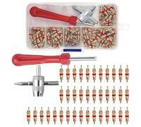 Kit di strumenti per la rimozione del nucleo della valvola degli pneumatici, 102 pezzi, con 100 per core, chiave di rimozione 4 in 1, set di riparazione in acciaio inossidabile placcato rame per auto