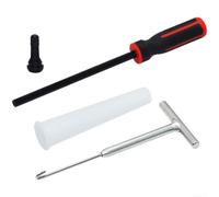 Kit di strumenti per la rimozione dello stelo della valvola dello pneumatico con estrattore a T e tubo di posizionamento per auto, camion, camper, moto, set completo di riparazione in plastica e