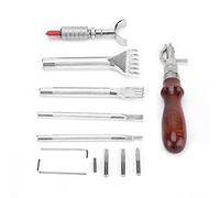 Kit di strumenti per perforare la pelle, set da 6 pezzi per l'artigianato in pelle, perforatore a mano con impugnatura antiscivolo, punta per spessore, include carrello e rotazione