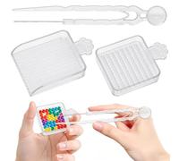 Kit di Strumenti per Perline Termofusibili (3 Pezzi) - Accessori Essenziali per l'Arte con le Perline Fai-da-te: Pinzette a Punta Singola, Vassoio Allineatore e Paletta per Perline Artigianali da 2,6