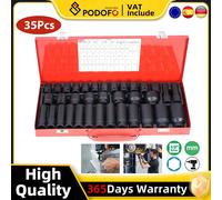 Kit di strumenti per presa a impatto da 35 pezzi per avvitatore ad aria compressa Set di riparazione in acciaio CR-MO con presa addensata in acciaio al cromo vanadio da 1/2 "Drive