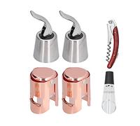 Kit di strumenti per vino Hoseonfn per domestica, tappo di champagne da 6 pezzi per conservazione del vino, apribottiglie di cavatappi con taglierina rimovibile