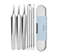 Kit di strumenti Pimple Popper, Extractor comedOne rimodellati di testa nera | Set 7x Tweezers | Strumento per il viso, zit che rimuove il naso, pinzetta per la fronte, cura del viso