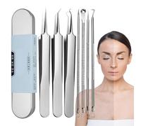 Kit di strumenti Pimple Popper, Extractor comedOne rimodellati di testa nera, Set di strumenti 7x Tweezers, ZIT Rimozione per l'utensile facciale, rapida e facile rimozione per la cura del
