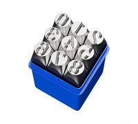 Kit di strumenti professionali in cromo vanadio progettato per un'impressione precisa su materiali in metallo o pelle, offrendo un chiaro riconoscimento di lettere e numeri per vari mestieri (A)