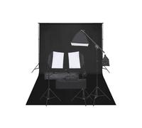 Kit di studio fotografico - HELLOSHOP26 - Illuminazione continua - Sfondo nero - 3 lampade LED - Treppiedi regolabili