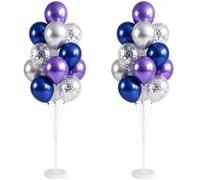 Kit di supporto a colonna per palloncini con palloncini, base e asta, kit per colonna di palloncini per pavimento o tavolo, decorazione per feste, matrimoni, baby shower, compleanno, laurea (blu viola