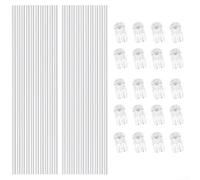 Kit di supporto per piante con 20 paletti in acrilico e 20 clip, design trasparente per stabilizzare le piante in vaso e migliorare la crescita degli steli (45 cm)