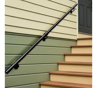 Kit di supporto per ringhiera per corrimano per scale da 5ft/8ft/10ft/12ft/15ft/20ft - Corrimano di sicurezza per montaggio a parete esterno - Staffe in ferro battuto in metallo nero(240cm)