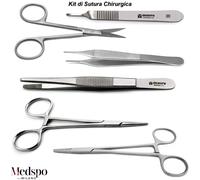Kit di Sutura Chirurgica Pinzetta Anatomica Porta Lame Pinza Emostatica Portaghi