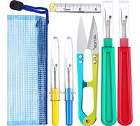 Kit di taglio per cuciture, 4 pezzi, per rimuovere il punto, sfogliare il filo, con scissore, metro a nastro morbido e custodia per cucire
