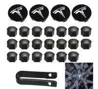 Kit di tappi coprimozzo aerodinamici e copridadi, con logo Tesla (nero)