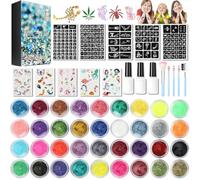 Kit Di Tatuaggi Glitterati,36 Colori Kit Tattoo Temporanei per Bambini,200 Stencil,3 Colla,5 Pennelli,5 Adesivi Fosforescenti Bomboniere Natalizie di Halloween per Bambini e Adulti