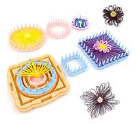 Kit di telai per lavori a maglia a fiori con telaio rotondo quadrato per lavori a maglia per calze guanti cappelli con 1 ago Kit di filati di lana fai da te Strumento per tessitura Telaio per fiori