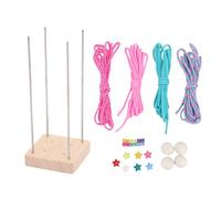 Kit di tessitura di pugni di scimmie, pugno di legno massiccio scimmia per realizzare materiale confezione di perline di paracord con perline di plastica pentagrammi corde colorate