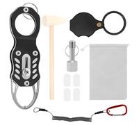 Kit di tester per monete - Kit di test in vetro con pinza a martello e lente d'ingrandimento | Portachiavi magnetico in vetro con lente d'ingrandimento a martello di risonanza portatile per adulti