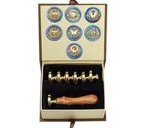 Kit di timbri con sigillo di cera, set di timbri con sigillo di cera ANBOSE con 7 teste in ottone rimovibili e 1 manico in legno, timbro di ceralacca drago ape per inviti di carte