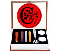Kit di timbri di cera, ANBOSE set di timbri di cera alfabeto che include 1 pezzo di sigillo di rame con impugnatura in legno, 3 pezzi di bastoncini di cera, 1 cucchiaio per fondere e 2 candele（C)