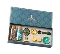 Kit di timbri di cera, tamponi per sigillo di cera, set completo di timbri per sigillo di cera con perline di cera, scalda sigillo di cera, cucchiaio e candele tealight per lettera