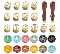 Kit di timbri per ceralacca, con mini lettere dalla A alla Z, 26 pezzi, 12 mm, in ottone, monogramma per buste, inviti o regali di San Valentino